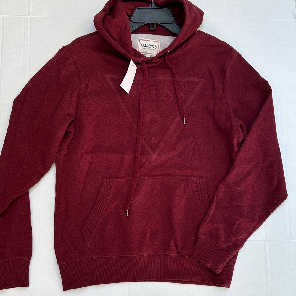 New Guess Burgundy Pullover Hoodie Sz S